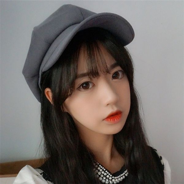 

corduroy beret women's warm autumn and winter casual versatile artist's british men's octagonal hat, Blue;gray