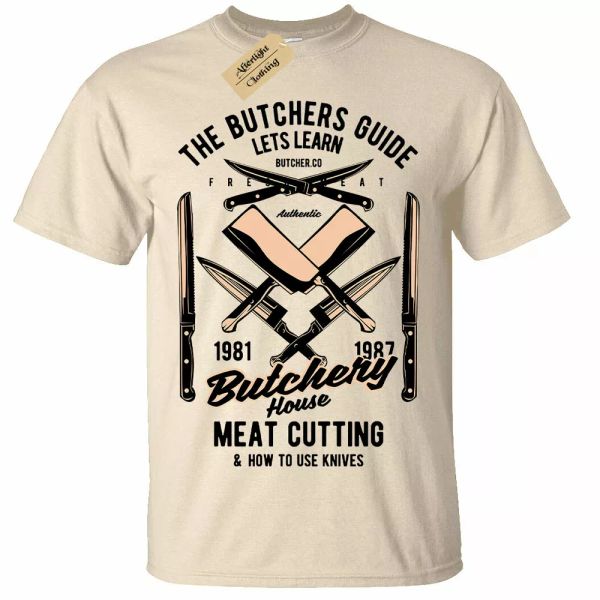 

the butchers house t-shirt men's gift, White;black