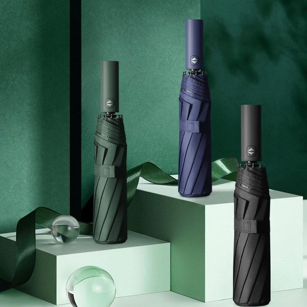 

umbrellas umbrella fully-automatic increase diameter 105cm uv protection three-folding sunny and rainy10k