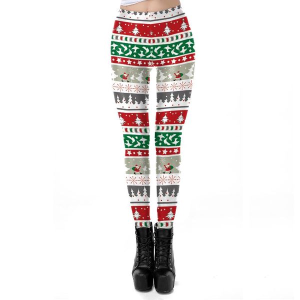 

women's leggings christmas print women year legging high waisted trousers party pants outdoor sports workout, Black