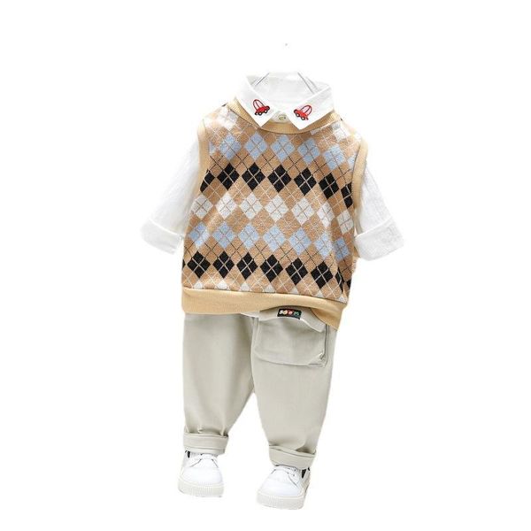 

clothing sets spring autumn baby clothes suit children boys cotton casual vest shirt pants 3pcs/set born sport kids tracksuits, White