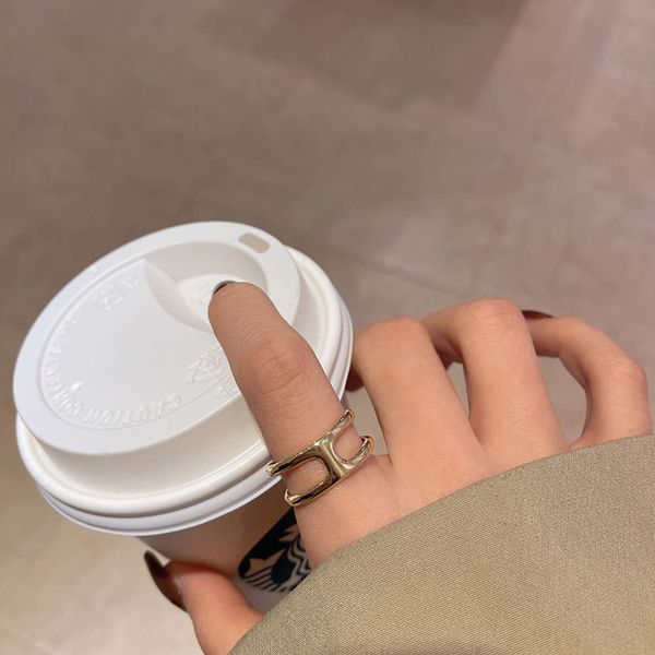 

japanese and korean open mouth food fashion simple double ring female personality cool wind net red accessories, Black