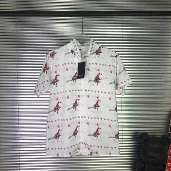 

2021ss paisley running horse short shirts men women couples 100% cotton oversized hip-hop casual men's, White;black