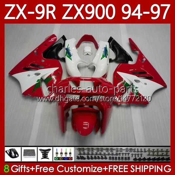 Bodywork OEM per Kawasaki Ninja ZX-9R ZX 9R 9 R 900 CC ZX-900 1994-1997 Bodys 100No.137 ZX9 R ZX900 ZX900C RED BIANCO 1994 1995 1996 1997 900cc ZX9R 94 95 96 97 Kit carenatura