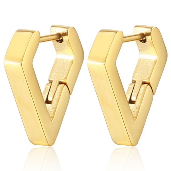 

hoop & huggie viwisfy gold color triangle hoops jewelry fashion small titanium steel earrings for women vw21402, Golden;silver