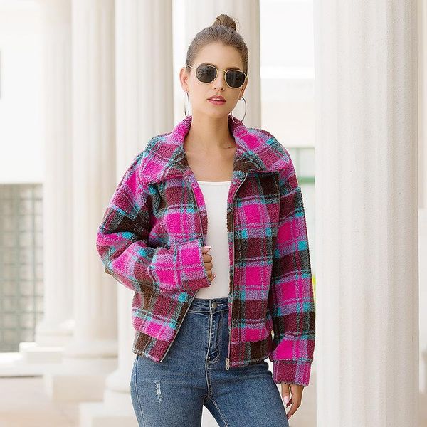 

women's wool & blends 2021 autumn winter solid color women plaid coat, Black