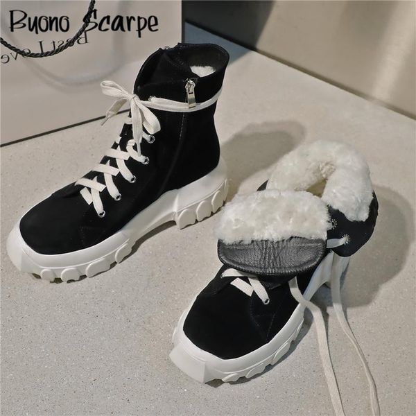 

boots warm fur ankle kid suede zipper causal winter shoes platform women tenis female high sneakers, Black