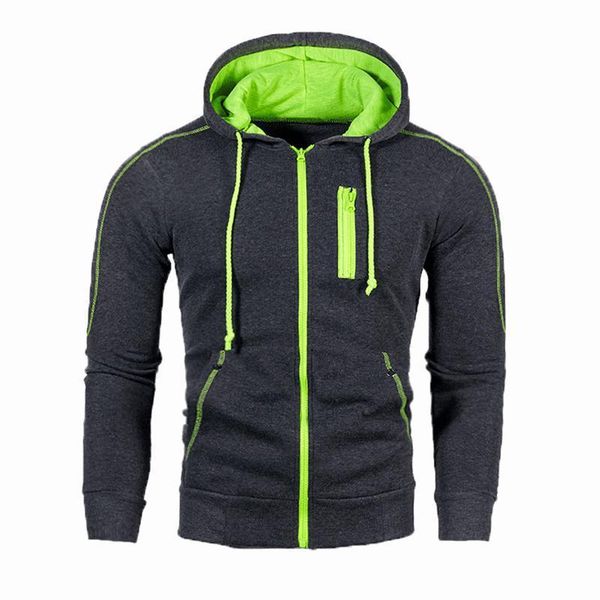 

spring men zipper hoodie autumn daily casual style fashionable sweaters men's clothing outdoor male jackets fleece hoodies & sweatshirt, Black