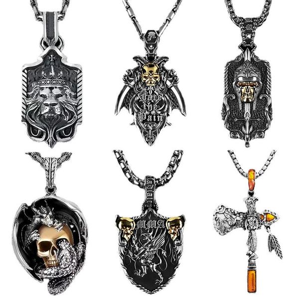 

chains hip hop skull necklace gothic pendant men women bar rock street party accessories halloween jewelry gift grunge kpop aesthetic, Silver