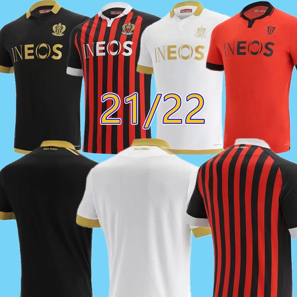 

21 22 ogc nice lees melou gouiri soccer jerseys 2021 2022 ogc nice dolberg dante kamara atal maillot de foot blue football shirts, Black;yellow