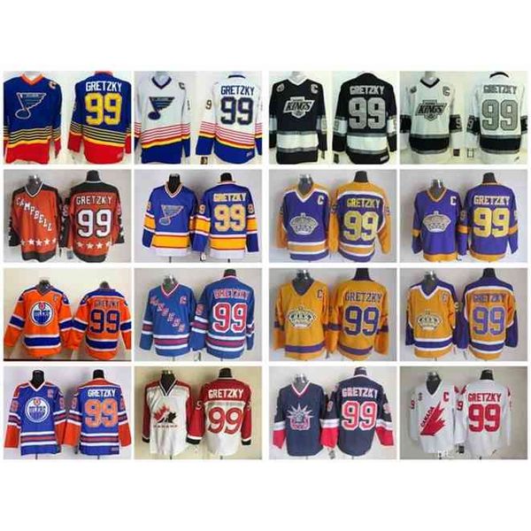 

goodjjob 99 Wayne Gretzky Jersey Men Stitched 1984 All Star New York Rangers LA Kings St. Louis Blues Hockey Gretzky Vintage Jerseys, Colour 2
