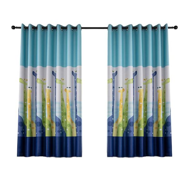 

curtain & drapes 1 pc simple fashion window giraffe printing blackout heat insulation punching - 100x200cm (blue)