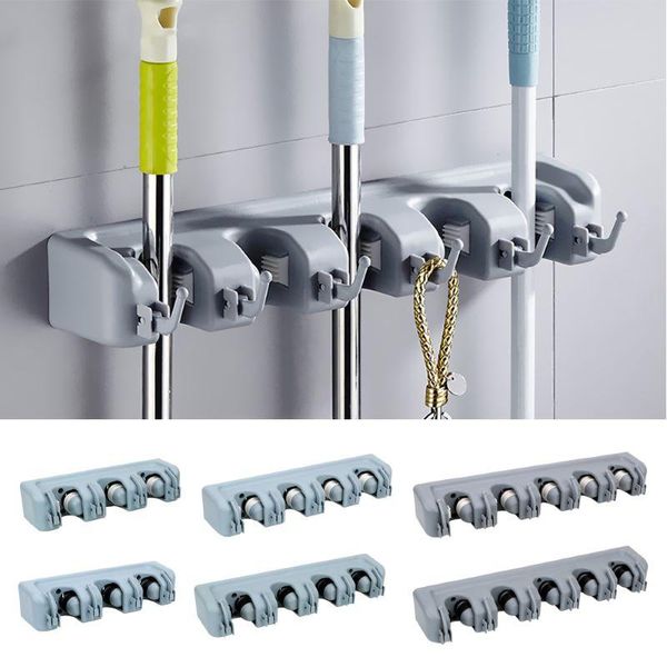 

bathroom shelves plastic wall-mounted magic mop storage rack multifunctional broom kitchen