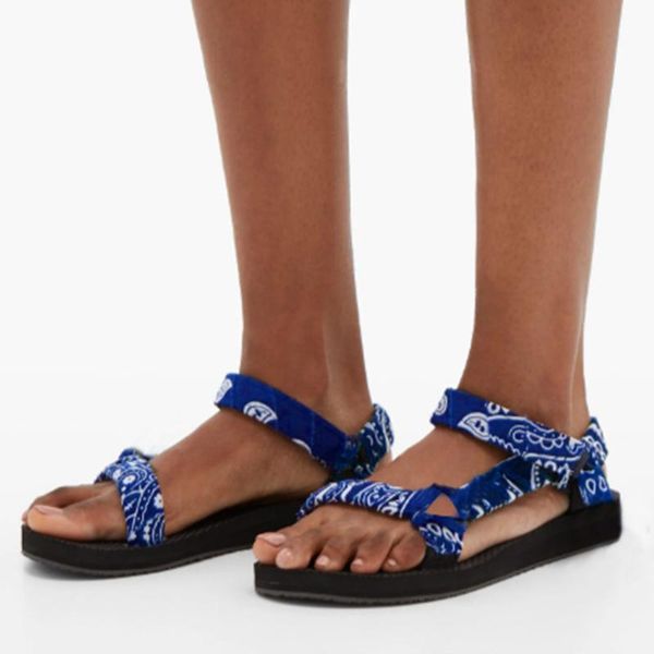 

shoes women summer flat sandals hook&loop print femmes sandales open toe beach ladies slippers for, Black