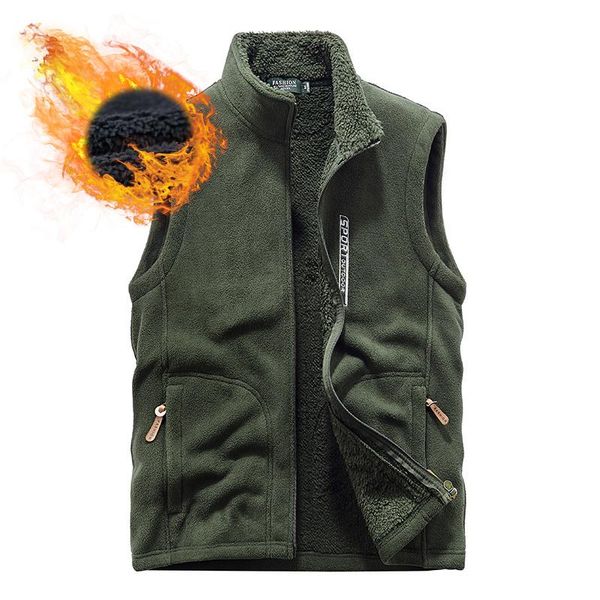 

men's vests mens vest jacket autumn warm fleece sleeveless jackets male winter casual waistcoat military coats plus size 5xl, Black;white