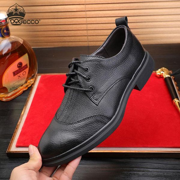 

dress shoes mens formal genuine leather oxford for men business italian wedding lace up brogues, Black