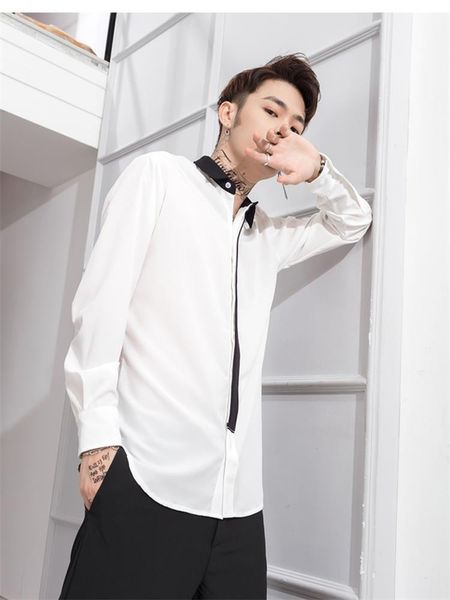 

men's casual shirts long-sleeve shirt spring and autumn korean business mature yamamoto slim simple large size, White;black