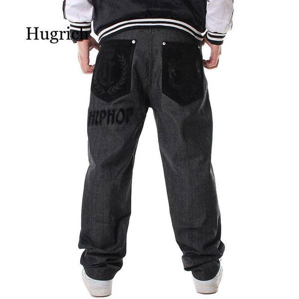 

loose hip hop jeans men printed men's dress big yards tide straight trousers hip-hop hiphop clothing flocking, Blue
