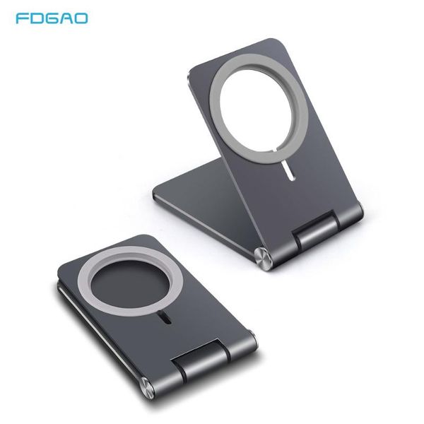 

wireless charger stand deskphone holder magnetic bracket for 12 /mini/pro max foldable aluminium alloy base cell mounts & holders