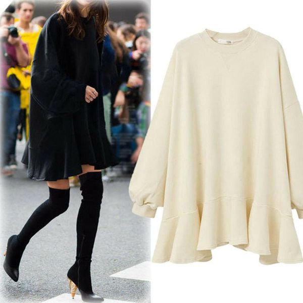 

women's hoodies & sweatshirts womens autumn winter oversize hoodie tunic dress sweatshirt lady skirt plus size, Black