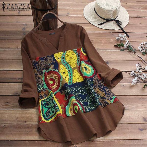 

elegant patchwork women's print blouse casual long sleeve shirts female o neck cotton blusas chemise plus size blouses &, White