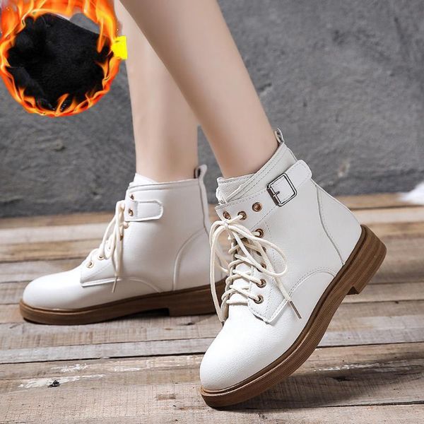 

boots plus velvet short women female sponge cake tying flat with shoes tide warm snow, Black