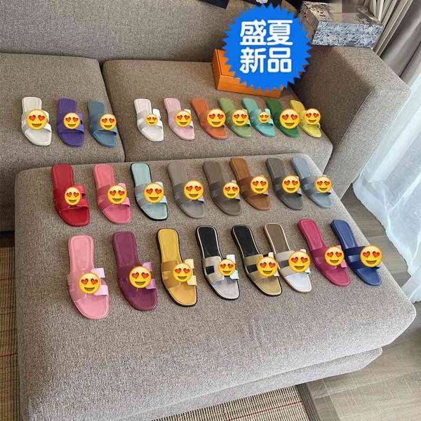 

high version h family women's summer 2021 new versatile leather slippers, Black