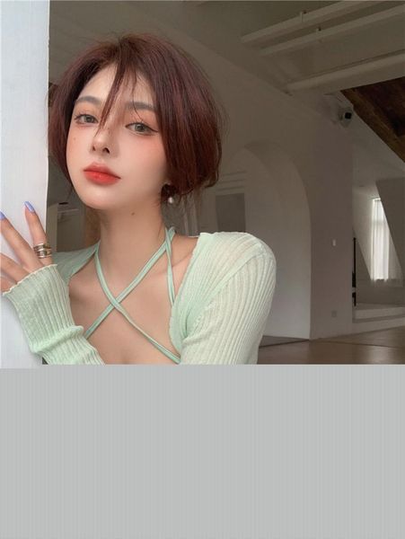 

camisoles & tanks summer design feeling small buckwheat within europe and the united states spice bind outer wear short neck blouse, Black;white