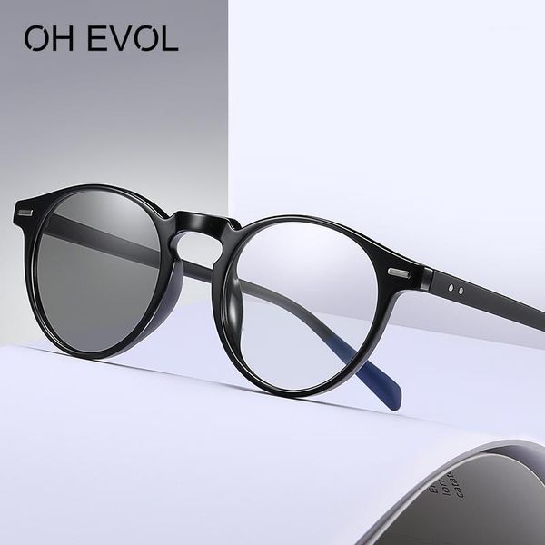 

retro computer optical pochromic glasses for men women round tr90 sun glass anti blue light lens pink frame sunglasses, White;black