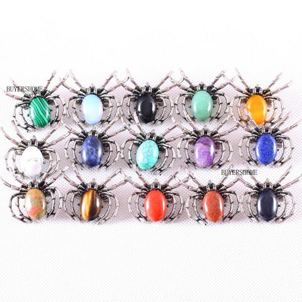 

pins, brooches 1pcs spider brooch natural stone pendant bead for men women jewelry gift lapis onyx opal crystal howlite, Gray
