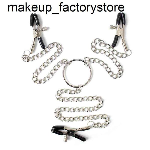 

massage woman three nipple clamps with chain labia breast exotic accessories