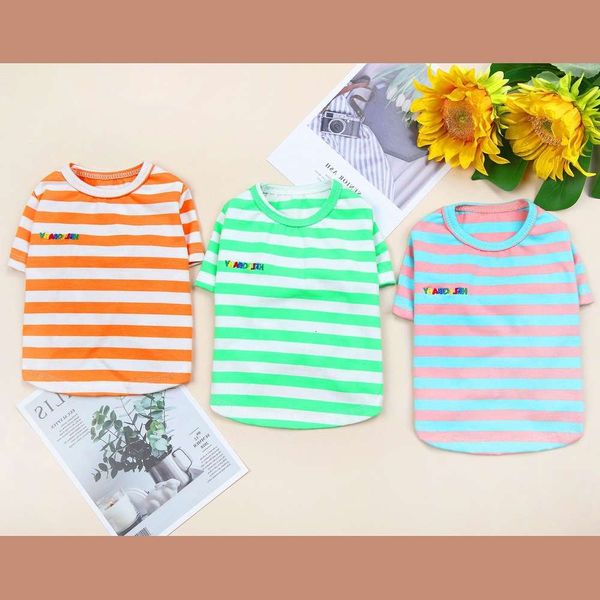 

the dog clothes cat dog clothing pet skirt spring summer 21 stripe t-shirt h