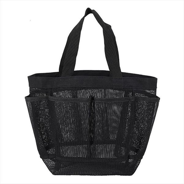 

1pc makeup beach large capacity cosmetic bag portable mesh 8 pockets toiletry bags shoulder tote for outdoor travel