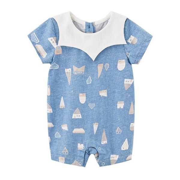 

jumpsuits baywell summer baby girls born clothing printing short sleeved jumpsuit romper girl boys clothes 0-3 y, Blue