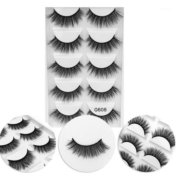 

false eyelashes pair handmade thick black fiber strip natural reusable makeup1