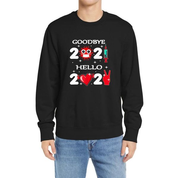 

men's hoodies & sweatshirts cotton goodbye 2021 hello 2022 happy years gift fleece fashion pullover warm, Black