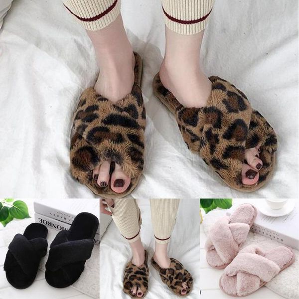

slippers home shoes woman's slipper winter non-slip flat open toe casual house women pantoufle femme, Black