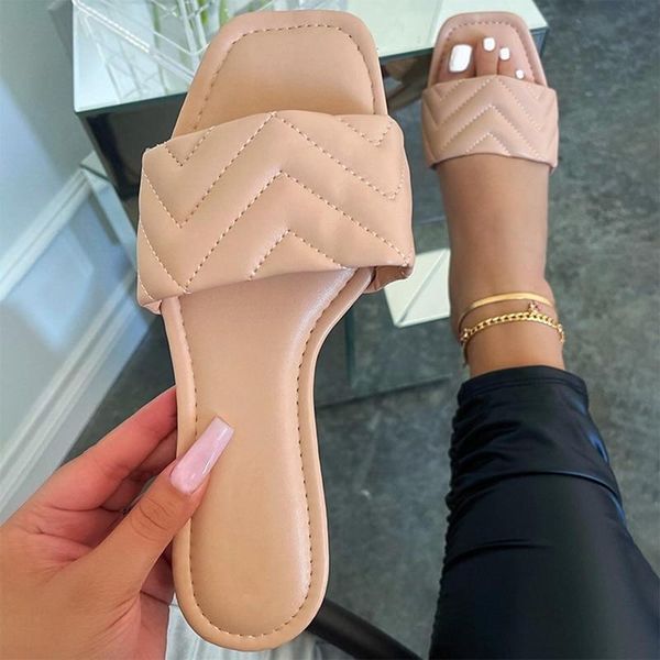 

slippers soft leather woven women summer 2021 flat heels beach casual slides shoes woman outdoor sandal comfort flip flops muter, Black