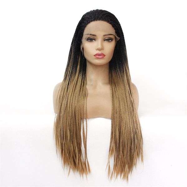 Caixa HD Trançado Rendas Sintéticas Fronty Wig Mix Color Simulação Humano Cabelo Trança Penteado Perucas 1997-26