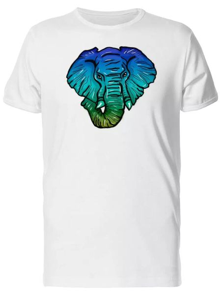 

blue gradient elephant head men's tee -image by shutterstock, White;black