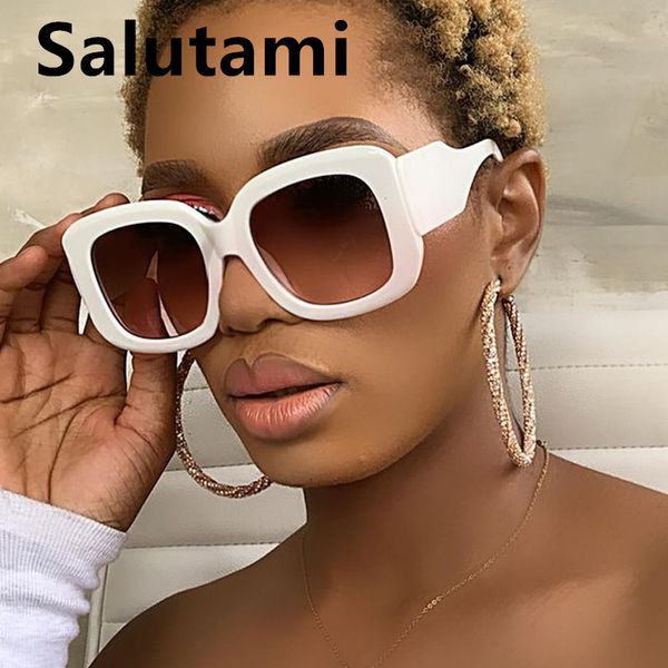 

designer sunglasses vintage thick edge oversized square for women fashion brand gradient elegant white pink sun glasses female 2021, White;black