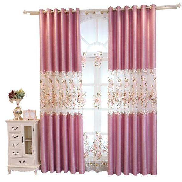 

high precision hollow embroidery semi-shading curtains for living dining room bedroom curtain & drapes