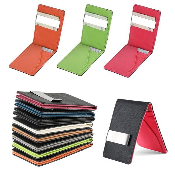 

wallets wallet fashion mens leather magic id holder money clip carteira men casual, Red;black