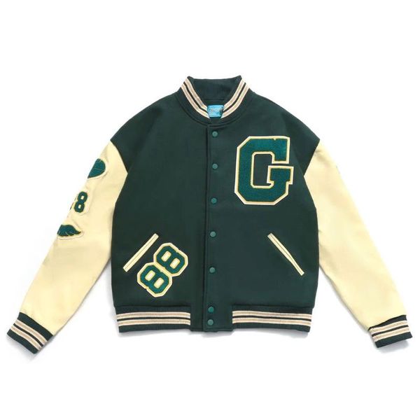 

men's jackets 2021 european and american retro coat street hip-hop letter embroidery baseball uniform couple casual loose, Black;brown