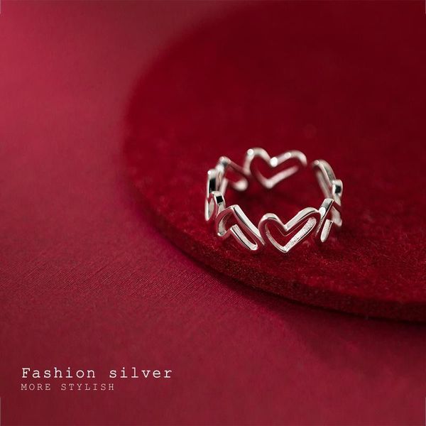 

cluster rings 925 sterling silver sweet lady love petite charm boho minimalism birthday gift haut femme anillos for women jewelry, Golden;silver