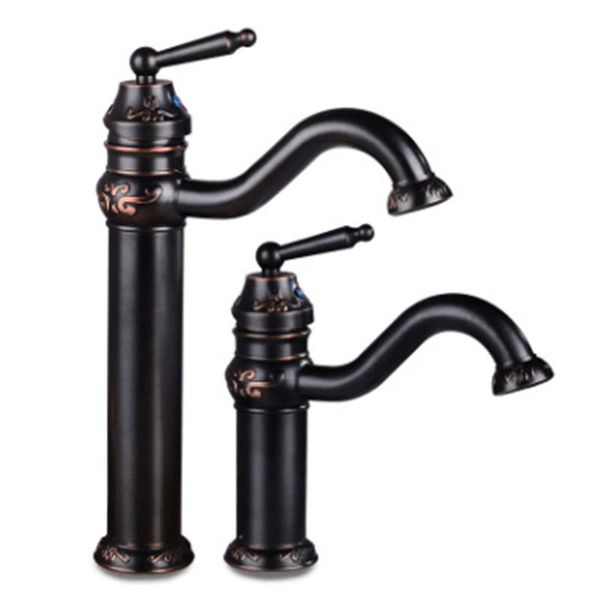 

bathroom sink faucets european-style basin faucetall-copper black faucet all-copper carved cold and mixing