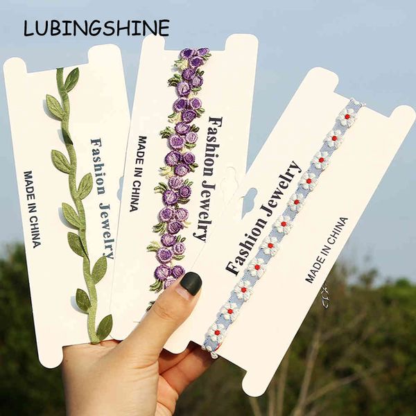 

necklaces pendants korea boho flower charms chian necklace choker for women girl harajuku collars cute daisy fabric lace jewelry, Silver