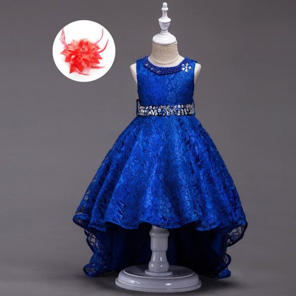 

girl's dresses american rhinestone evening gowns children beige red royal blue wedding party for girls sleeveless princess kids clothes, Red;yellow