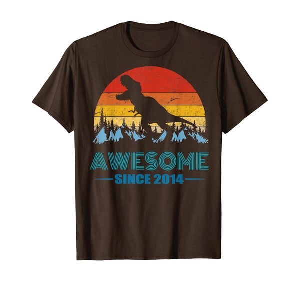 

awesome since 2014 t-shirt 5 years old dinosaur gift, White;black