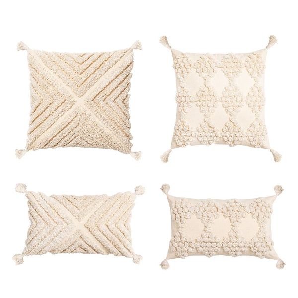 

cushion/decorative pillow boho decorative throw cover pillowcase tufted with tassels cushion for bedroom living room